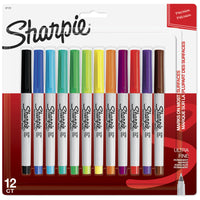 Sharpie Permanent Markers - Ultra-Fine Tip - Assorted Colours - 12 Pack-Precise, narrowed fine-tip offers extreme control for enhanced details
