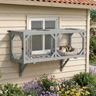 PawHut Cat Tunnel - Wooden Catio Outdoor Cat Enclosure with 2 Doors-Connect multiple units with removable doors, creating a customizable cat playground