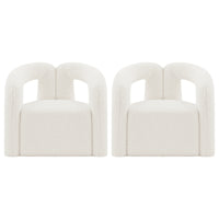 Manhattan Comfort Darian 32.68" Modern Boucle Upholstered Accent Chair - Cream - 2 Pack-Modern Accent Chair for Living Room Usage