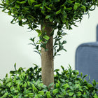 HOMCOM 36" Artificial Boxwood Topiary Ball Trees in Pot - Green - 2 Pack-Materials: PE, Cement 