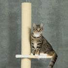 PawHut 87" - 102" Floor-To-Ceiling Cat Tree with Anti-tip Kit - Yellow-A strong base and anti-tip device ensures stability when cats jump and climb 