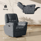 HOMCOM Power Recliner with Upholstered Seat and USB Ports - Dark Grey-240° swivel base allows smooth, flexible movement and interaction  
