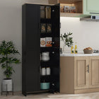 HOMCOM 67" H 4-Door Kitchen Pantry Cabinet with Adjustable Shelves - Black-Adjustable shelves allow you to store more oversized items without worrying if they will fit 