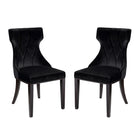 Manhattan Comfort Reine 19.7" Traditional Velvet Upholstered Dining Chairs - Black and Walnut - Set of 2-Traditional Dining Chair for Dining Room Use. Set of 2