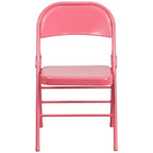 Flash Furniture HERCULES ColourBURST Series Bubblegum Pink Triple Braced & Double-Hinged Metal Folding Chair-Non-Marring Glides