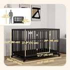 PawHut - Cage pour chien en acier robuste 49 po - noir-Porte avant avec 2 loquets à glissière pour une entrée et une sortie faciles 