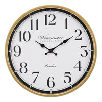 Monarch Specialties 9088 16" Round Wall Clock - Gold Frame-This 16" round wall clock features a stunning antique gold plastic frame that effortlessly enhances your home decor, making it a perfect blend of style and functionality for transitional spaces