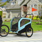 Aosom - Remorque de vélo 2-en-1 pour chien, poussette pour animaux avec attelage pour grands chiens, bleu-Portes avant et arrière pour un accès facile 
