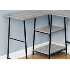 Monarch Specialties 7591 48" Computer Desk - Grey Top/Black Metal Corner-Great for smaller workspaces in need of storage options, this 3-tier writing desk has a space-saving, open-concept design and is finished on all sides for flexible placement anywhere in your home office