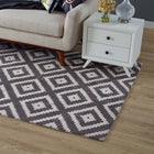 Modway - Alika Treillis en diamant abstrait Tapis de 5 pi l x 8 pi L - Ivoire et charbon de bois-Protéger les planchers de la circulation ou des meubles