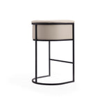 Manhattan Comfort Cosmopolitan 23.7" Mid-Century Modern Faux Leather Upholstered Bar Stool - Cream and Black - 2 Pack-Delivered to you Fully Assembled! No Assembly Required