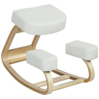 HOMCOM - Chaise à genoux ergonomique en bois avec coussins épais pour améliorer la posture - blanc crème-Développez une bonne posture, prévenez la bosse ou la myopie 