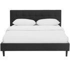 Modway Linnea Faux Leather Full Bed - Black-Non-Marking Foot Caps