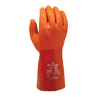 Atlas - Gant à manchette de 30 cm (12 po) avec double revêtement en PVC, adhérence optimale, doublure en coton tricoté, orange, taille M-Enduction PVC
