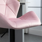 HOMCOM Adjustable Swivel Velvet-Touch Fabric Bar Stools - Pink - 2 Pack-Colour: Pink