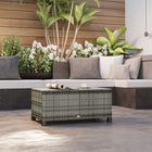 Outsunny - Table basse en rotin avec plateau en verre trempé pour jardin et terrasse extérieur, gris-Plateau en verre trempé, facile à nettoyer