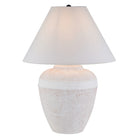 Hudson&Canal Chiara 23" Tall Ceramic Table Lamp with Fabric Shade - White Terracotta/White-Paired with a white cone-shaped fabric shade