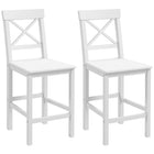 HOMCOM Counter Height Bar Stools with Back and Footrest - White - 2 Pack-Packaged in a set of 2, perfect for having a cozy drink for two
