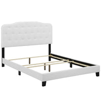 Modway Amelia Upholstered Fabric King Bed - White-Modern Bed Frame With Headboard