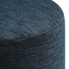 Modway Callum Large 29" Round Woven Heathered Fabric Upholstered Ottoman - Heathered Weave/Azure-Weight Capacity: 506 lbs.