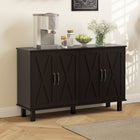 HOMCOM Farmhouse 47.2" L Sideboard Buffet Cabinet with 4 Barn Doors - Black-Spacious desktop can hold TVs up to 55" 