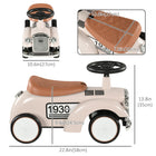 Aosom Kids Sliding Ride-On Classic Car with Under Seat Storage - Cream White-Steering wheel with horn button is more real and interesting 