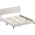 HOMCOM King Size Upholstered Platform Bed Frame with Headboard - Cream White-Soft velvet-feel fabric with high-resilience foam for cozy comfort