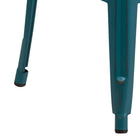 Flash Furniture Tabouret de bar pour intérieur et extérieur en métal bleu-sarcelle Kelly vieilli de 30 po haut. sans dossier-Finition du cadre vieilli enduit en poudre bleue Kelly