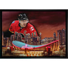 Jarome Iginla Flames Skyline - Framed Canvas - 31" x 22"-Premium canvas print with gallery-wrapped edges