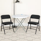 Chaise pliante de la série HERCULES en métal et tissu noir à motifs à triple entretoise courbé et double charnière-Cadre incurvé à triple entretoise et double charnière