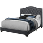 Monarch Specialties - 5968Q Lit Queen - Bordure En Argent Velour Gris Fonce-1