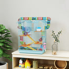 PawHut 18.5" Hamster Cage with Tube System & Exercise Wheel - Light Blue-Small house on perch provides cozy resting spot