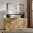 Modway Render 71" 4-Door Fluted Sideboard Cabinet TV Stand - Oak-Soft-Close Hinges with Adjustable Shelving