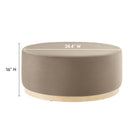 Modway Tilden Large 38" Round Performance Velvet Upholstered Ottoman - Taupe/Natural-Stain-Resistant Fabric
