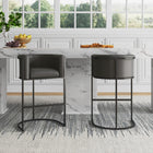 Manhattan Comfort - Cosmopolitan tabouret de bar moderne du milieu du siècle de 23,7 po en similicuir rembourré - galet et noir-Cadre en métal durable avec un design géométrique
