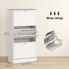 HOMCOM Modern Shoe Cabinet with 3 Flip Drawers for 12-18 Pairs - White-Modern style complements any decor