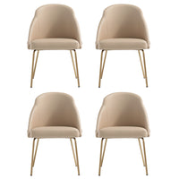 Manhattan Comfort - Lot de 4 chaises de salle à manger modernes Gracie 61,5 cm en similicuir, coloris beige et or-Chaise de salle à manger moderne pour salle à manger et usage de travail lot de 4