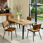 Homy Casa Modern Upholstered Dining Chair - Brown Suede Fabric  with Black Metal Legs - 4 Pack-Sturdy Metal Frame: Black metal legs ensure stability and durability for long-lasting use.