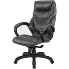 Nicer Furniture - fauteuil de direction à dossier haut en cuir véritable Noir-Fabriqué avec le cuir de vache véritable de la meilleure qualité sur la surface du coussin d'assise et de dossier.