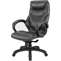 Nicer Furniture - fauteuil de direction à dossier haut en cuir véritable Noir-Fabriqué avec le cuir de vache véritable de la meilleure qualité sur la surface du coussin d'assise et de dossier.