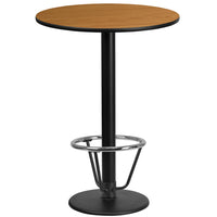 Flash Furniture Dessus de table rond de 24 po en stratifié de bois naturel avec base de table ronde de 18 po à hauteur de bar-Table d'hospitalité à hauteur de bar
