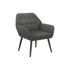 Monarch Specialties Upholstered 33"H Contemporary Accent Chair With Walnut Metal Legs - Light Grey Fabric-This contemporary accent chair features comfortable foam cushioning and soft touch fabric, creating a cozy and inviting seating experience that enhances your space with a clean, contemporary look suited to any fashionable style.