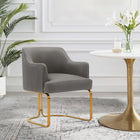 Manhattan Comfort Raya 25.2" Modern Leatherette Upholstered Dining Armchair - Taupe-Frame Made Of High Quality Elm Wood Stainless Steel Gold Legs