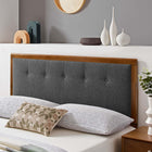 Modway - Draper Touffe Tissu et bois Tête de lit Queen, Charbon de bois en noyer-Options de cadre de lit interchangeables
