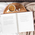 Mead West Village Coil Hardcover Notebook - 11" H x 9" W - White/Grey Foral - 80 Sheets-Maroon painted edge paper