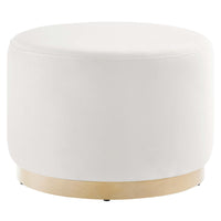 Modway Tilden Large 23" Round Performance Velvet Upholstered Ottoman - Alabaster/Natural-Performance Velvet Upholstery