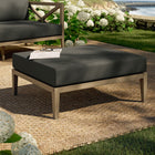 Modway Northlake Outdoor Teak Ottoman - Flint Grey-Weather-Resistant Cushions