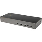 Startech 100W Triple 4K Monitor USB Type-C Docking Station - Black/Space Grey-HIGH PERFORMANCE USB-C DOCK: USB-C docking station for Windows/Chrome OS, featuring up to three 4K video outputs (2x DisplayPort 1.4 & 1x HDMI 2.0), 100W PD, 6 port USB Hub (10Gbps), SD 3.0 UHS-I Card Reader, Gigabit Ethernet, and headset port