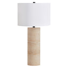 Hudson&Canal - Lampe de table Corbett de 74 cm de haut en travertin naturel avec abat-jour en tissu-Design moderne éclectique pour votre salon, votre espace de travail ou votre table de chevet
