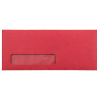 JAM Paper #10 Window Envelopes, 4 1/8 x 9 1/2, Red Brite Hue Recycled, 250 Pack-Red Paper Envelopes